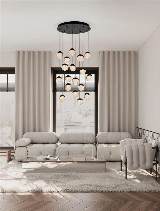 Lustra cu 18 pendule LED ALICIA negru