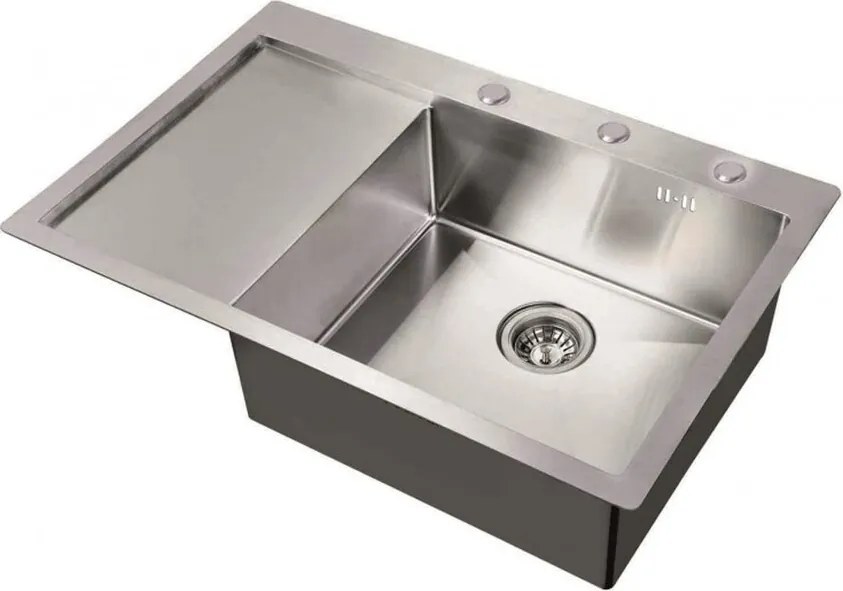 Chiuveta inox Inter Ceramic cu o cuva cu picurator stanga finisaj inox satinat 78x51 cm