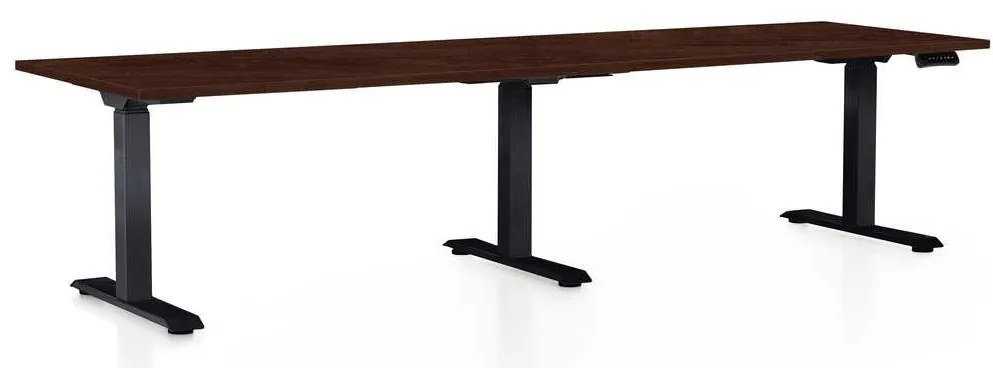 Masă înălțime reglabilă OfficeTech Long, 260 x 80 cm, picioare negre, wenge
