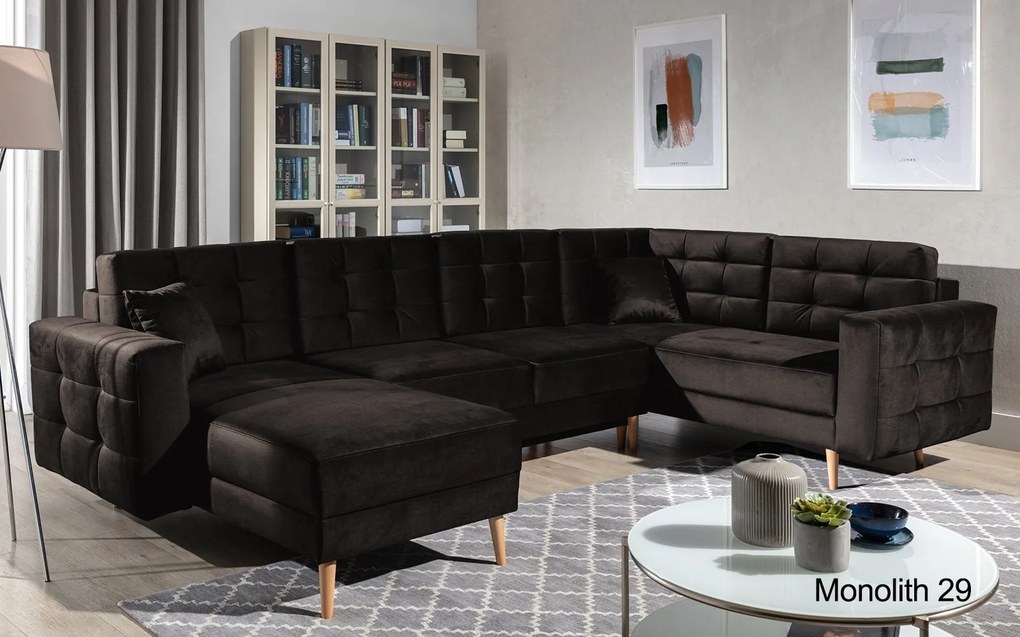 Colțar lemn masiv Formă U Extensibil Haga 320x202cm Personalizabil - Monolith 97