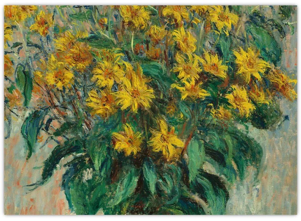 Tablou pe sticlă - Claude Monet, Jerusalem Artichoke Flowers, reproducere (70x50 cm)