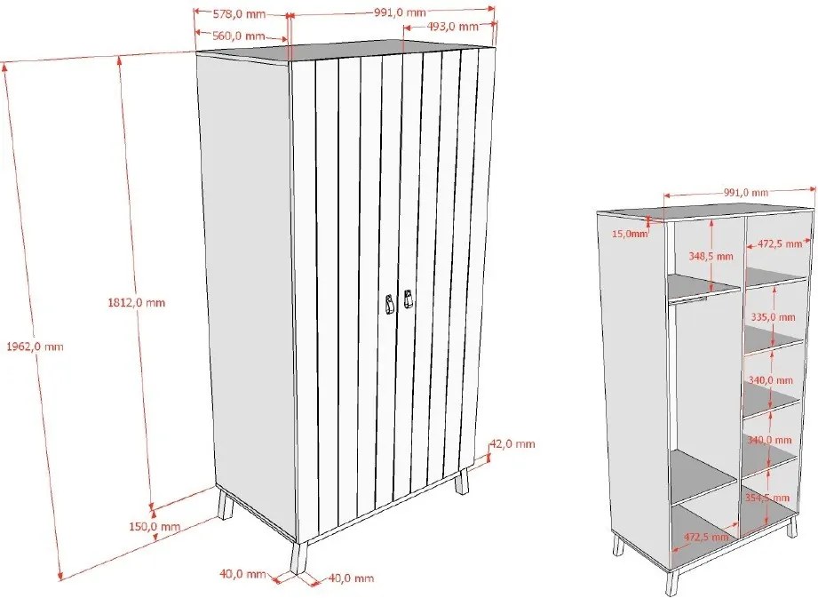 Șifonier de copii bej 99x196x58 cm Sezane – Vipack