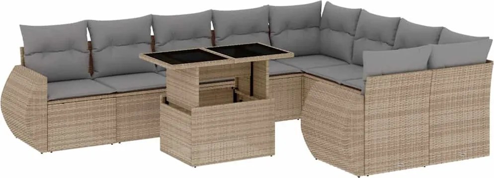 vidaXL Set canapele de grădină cu perne, 10 piese, bej, poliratan
