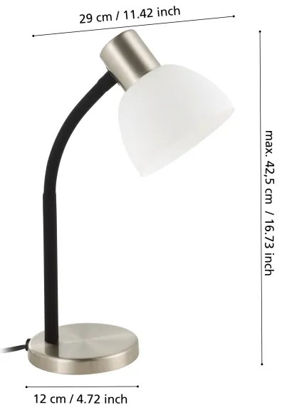 Eglo 901061 - Lampă de masă MACERE 1xE14/25W/230V, neagră/crom mat
