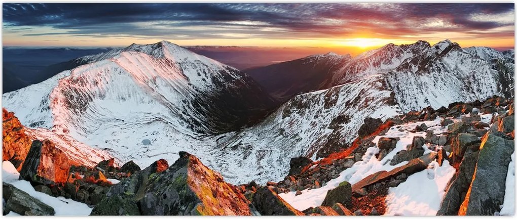 Tablou - Panoramă montană de iarnă (120x50 cm)