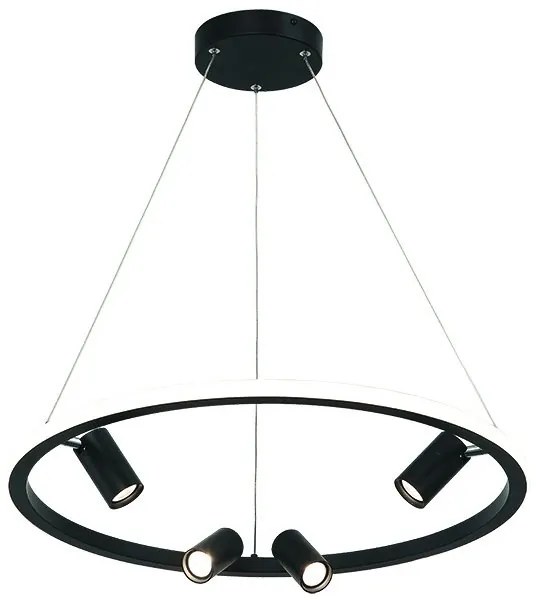 Lustra LED dimabila design modern Rings D-60cm negru