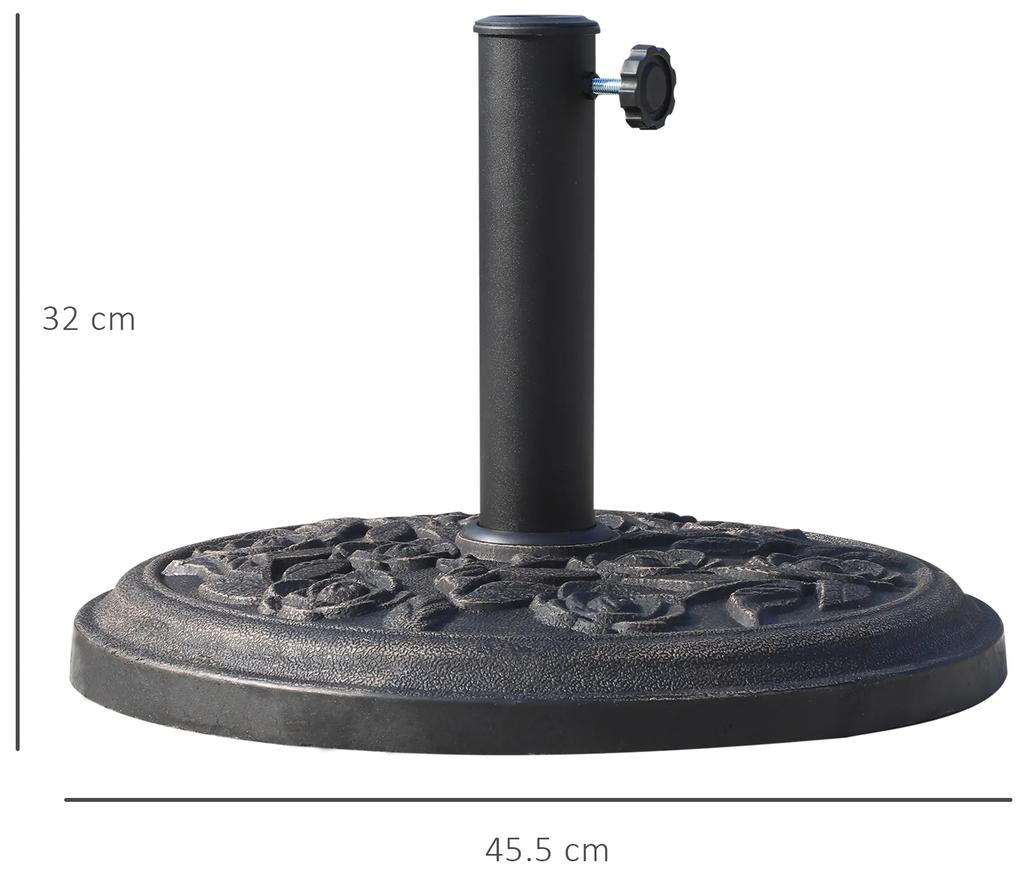Baza pentru umbrela rotunda Outsunny, 9kg , rasina,Φ45.5x32cm, negru | Aosom RO