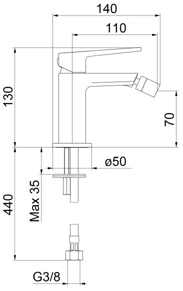 Baterie bideu Sapho TURSI, negru mat