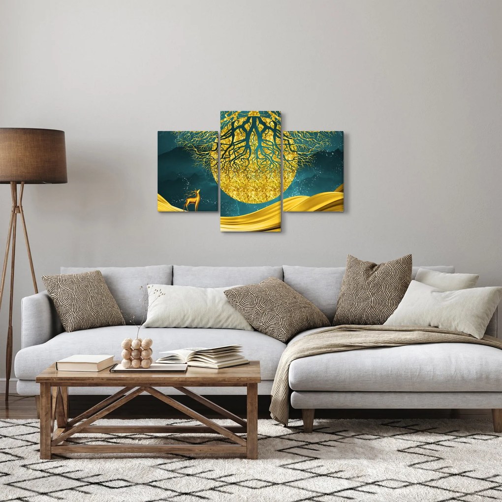 Tablou - Abstract, peisaj auriu (90x60 cm)