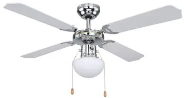 Candelabru Champion 0309CSW, cu ventilator, 1xE27, crom+negru, IP20, Globo