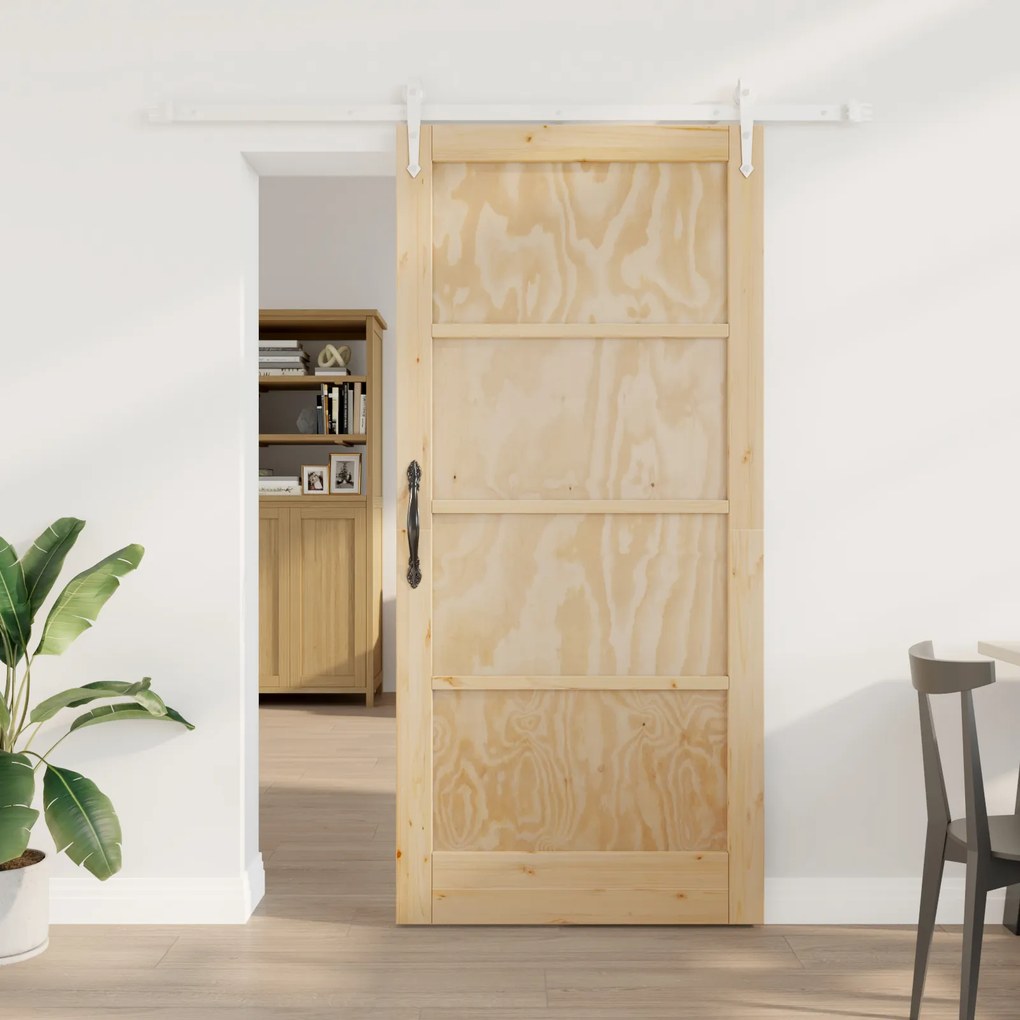 vidaXL Ușă glisantă Manual Natural și alb 93 x 202 cm