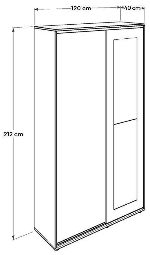 Pantofar Adore Porto cu cuier, 2 usi cu oglinda, 12 rafturi, capacitate 35 perechi incaltaminte, 120 x 212 x 40 Cm