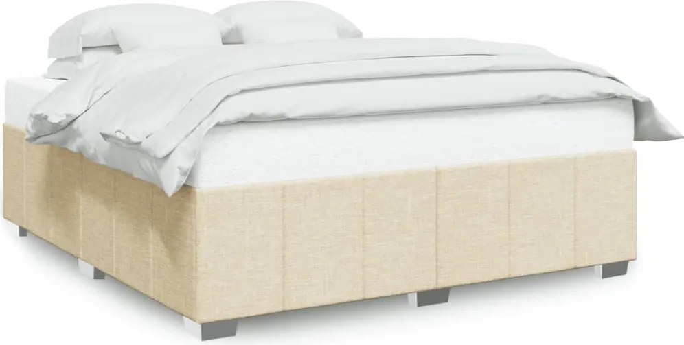 vidaXL Cadru de pat fără saltea, crem, 200x200 cm, textil