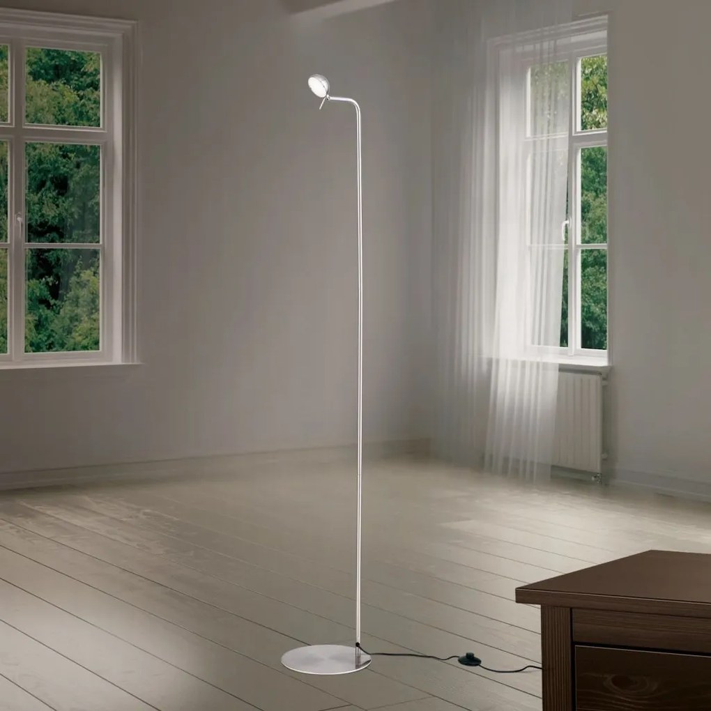 Lampadar LED cu spot ajustabil STUDENT crom satin