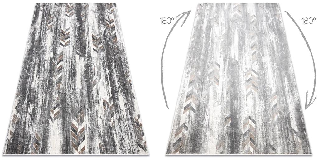 Covor NOBLE modern 9732 47 Herringbone vintage - structural pe două nivele de lână gri / beige