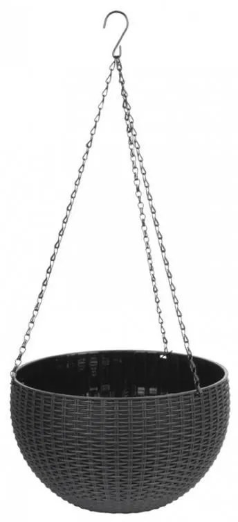 Ghiveci de flori suspendat, gri, 26x16 cm