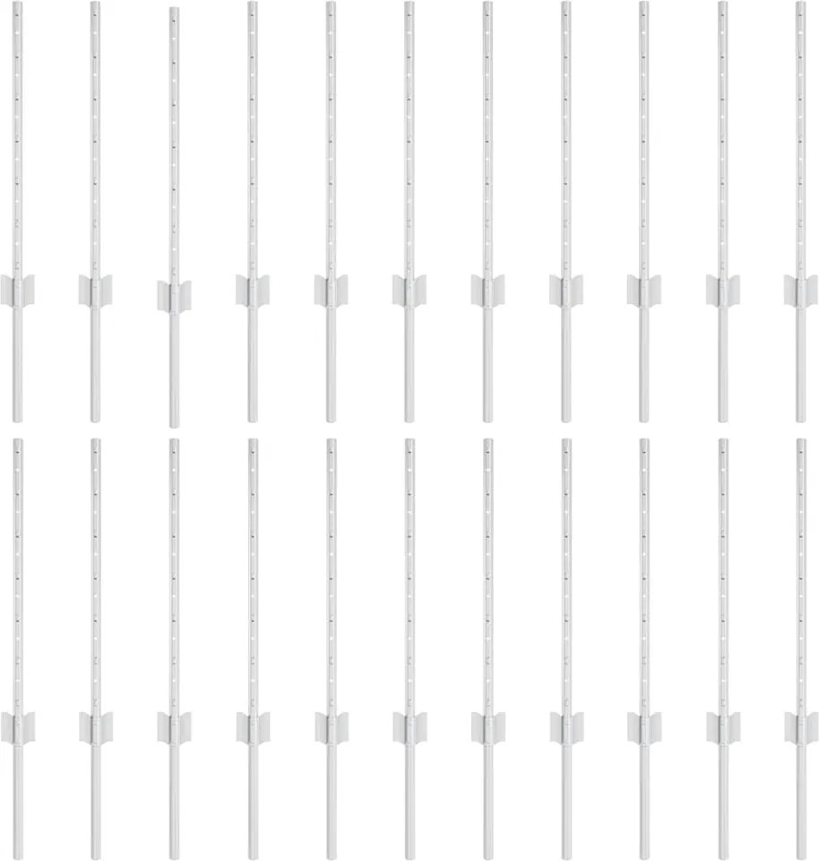 vidaXL Stâlp de gard. 22 pcs Argintiu 100 cm Oțel