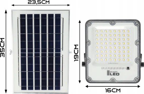 Proiector solar LED reglabil, 50 W, 3,2 V, 5000 K, 6000 mAh, IP65, negru + telecomandă