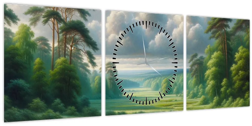 Tablou - Peisaj verde (cu ceas) (90x30 cm)