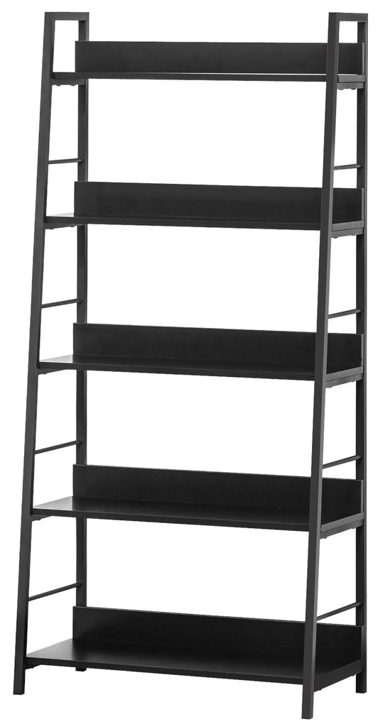 HOMCOM Bibliotecă poliță de depozitare Stil Industrial înclinat 5 Nivele 70L x 35l x 150H cm Negru | Aosom Romania