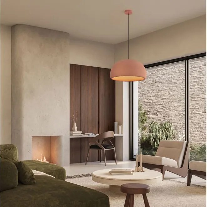 Lustra suspendata cu textura granulata Davo 50cm, rosu caramiziu