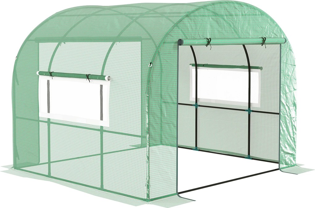 Outsunny Seră Tip Tunel 300 x 300cm Walk-In - Verde | Aosom Romania