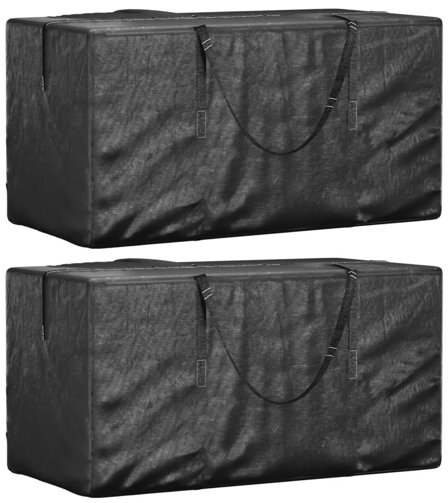 vidaXL Genți depozitare perne, 2 buc., negru, 150x75x75 cm polietilenă
