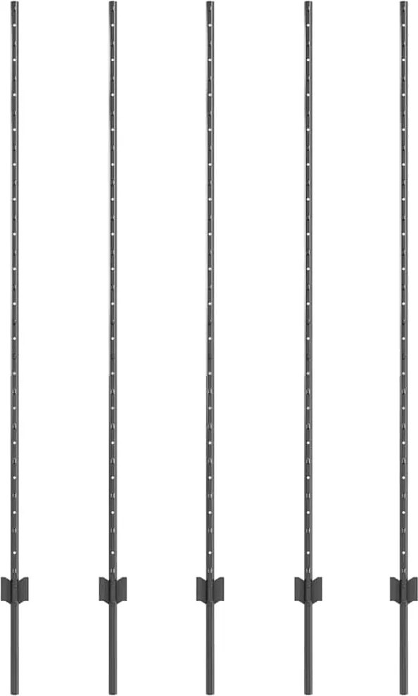 vidaXL Stâlp de gard. 5 pcs Gri 160 cm Oțel