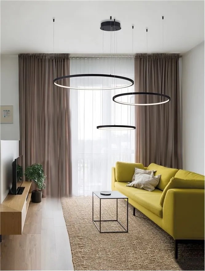Lustra LED suspendata design circular PURPLE 3 ring alba