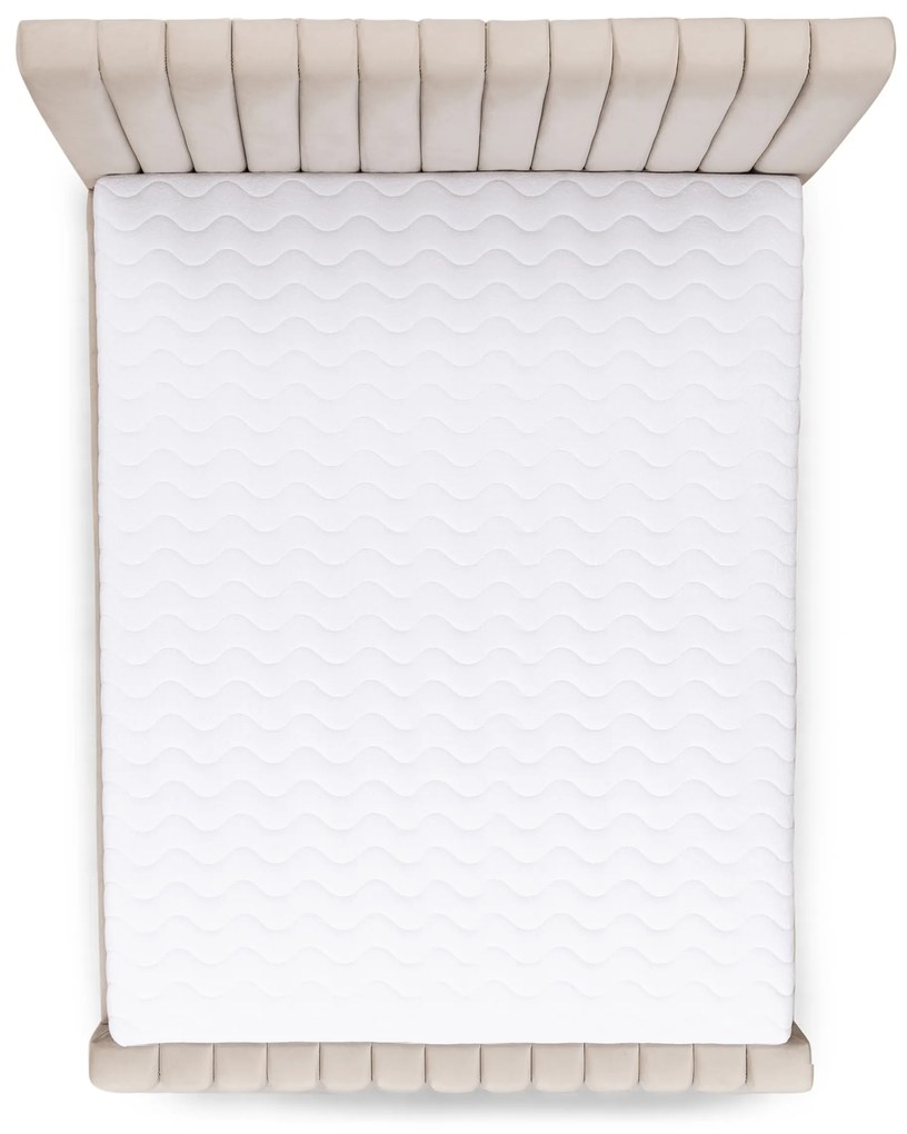 Pat matrimonial Nicole 140x200 cu ladă de depozitare - catifea bej Velluto 2