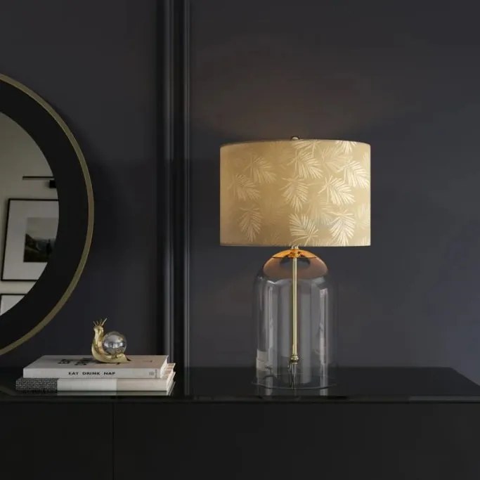Veioza, Lampa de masa, Sticla, Abajur Auriu, CLASSICO 50cm