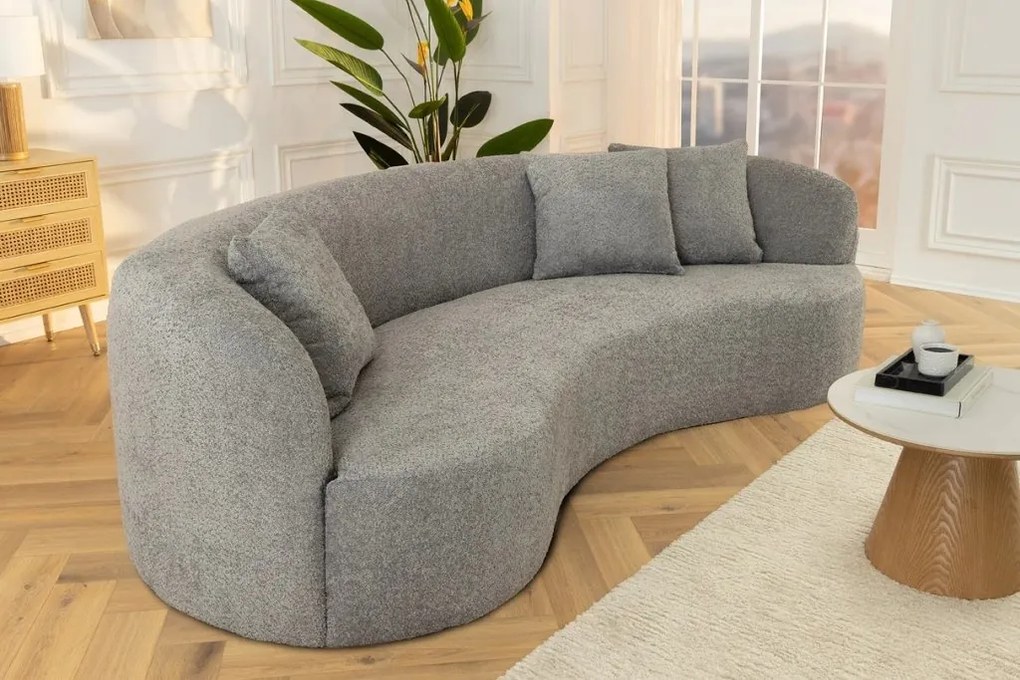 Canapea semicirculara, Tesatura Boucle, Gri, ATELIER 230cm, A-46545 VC