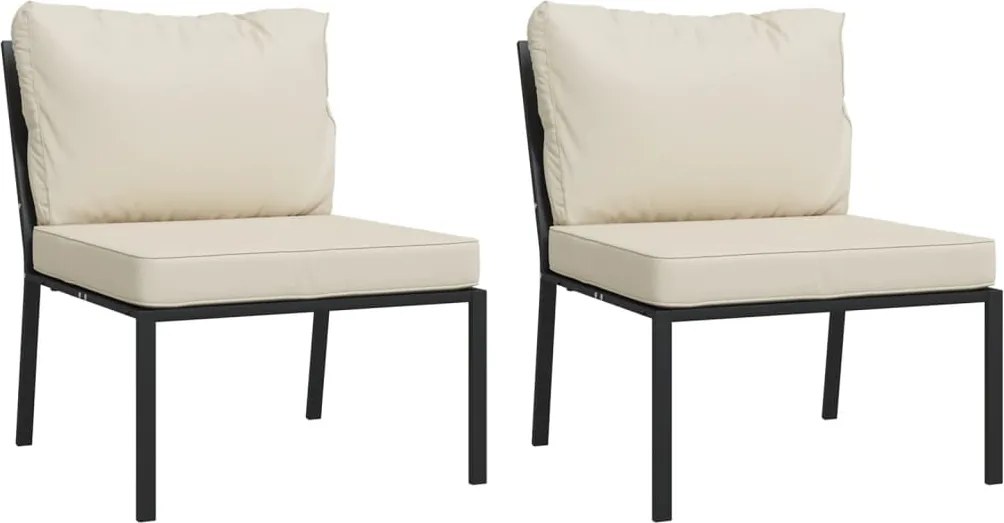 vidaXL Scaune de grădină cu perne nisipiu, 2 buc., 60x74x79 cm, oțel