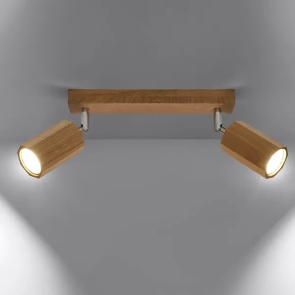 Spot ZEKE 2xGU10/40W/230V stejar Sollux SL.1029