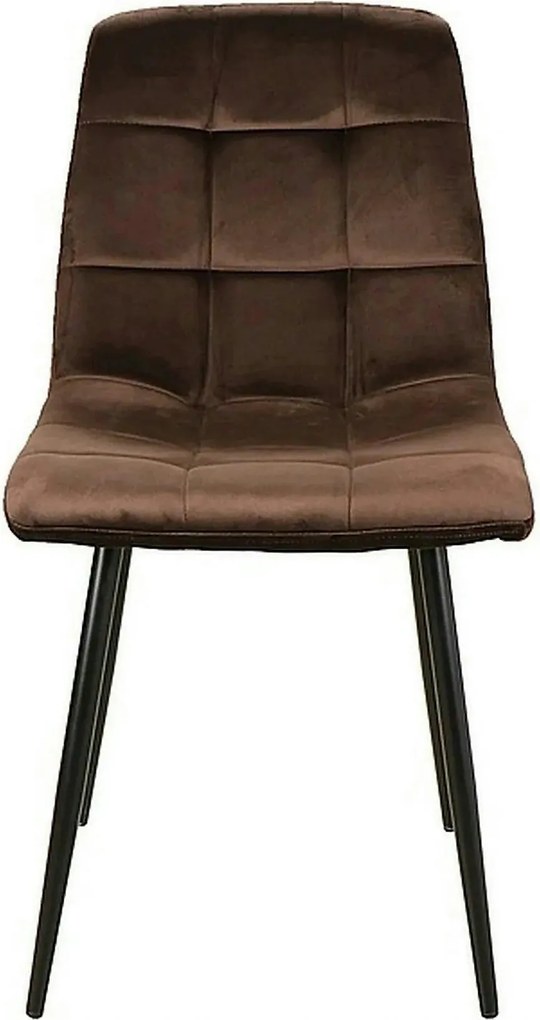 Scaun tapitat MILA, maro/negru, stofa catifelata/metal, 45x41x86 cm
