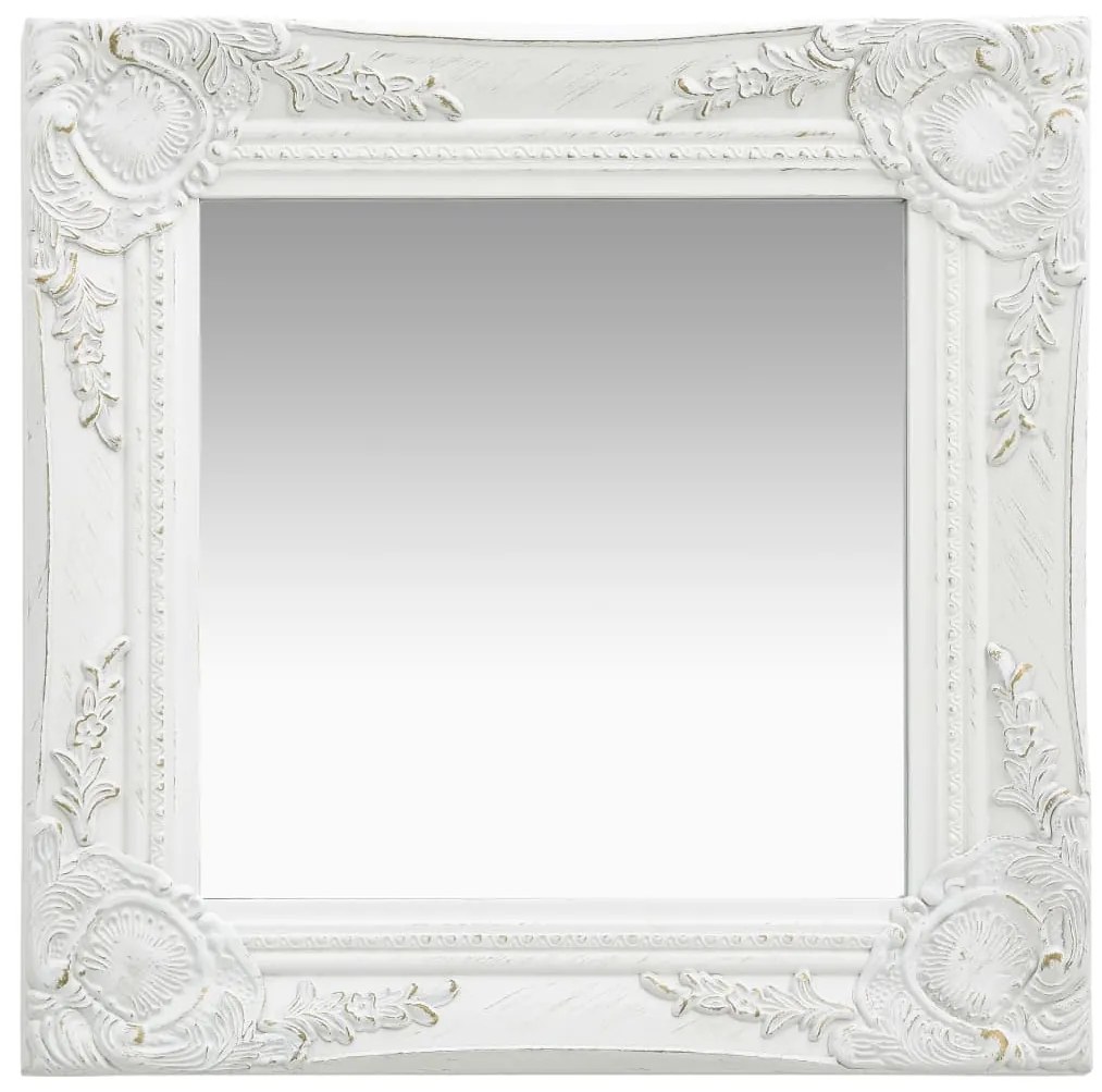 vidaXL Oglindă de perete în stil baroc, alb, 40 x 40 cm