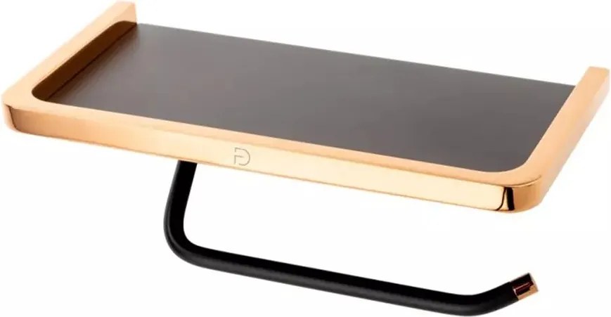 Suport hartie igienica FDesign Merida negru - rose gold