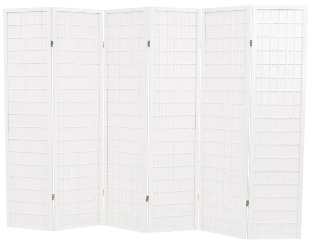 245908 vidaXL Paravan pliabil cu 6 panouri, stil japonez, 240x170 cm, Alb