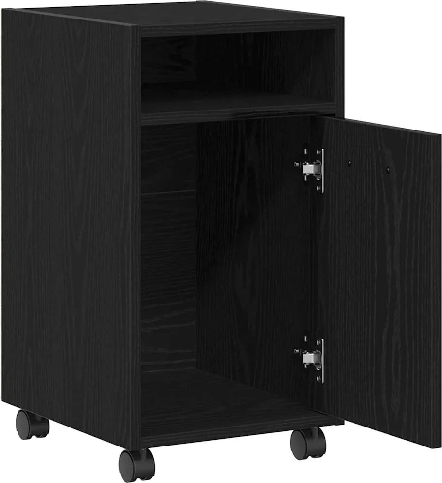 vidaXL Dulap lateral cu roți cu roata Stejar Negru 33 x 38 x 60 cm