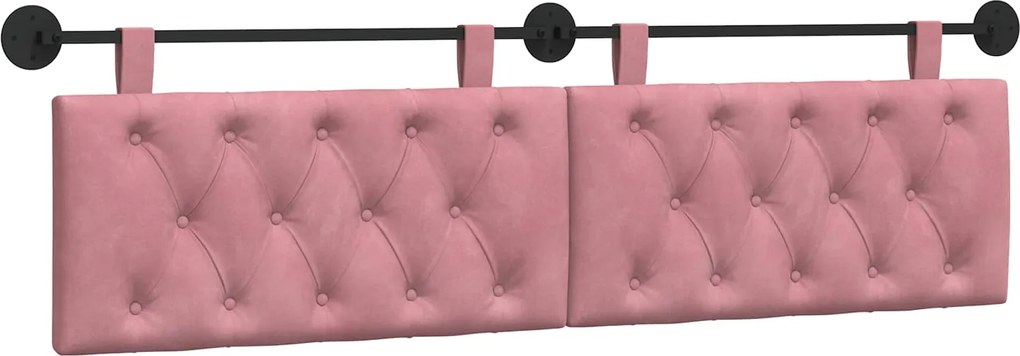 vidaXL Cap de pat suspendat Pe perete Roz 170 x 55 x 7 cm Catifea