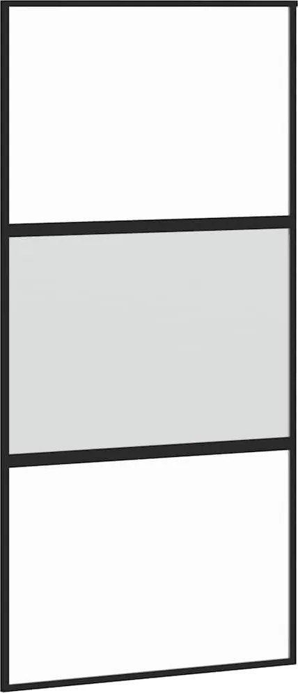 vidaXL Ușă glisantă, negru, 102,5x205 cm, sticlă securizată/aluminiu