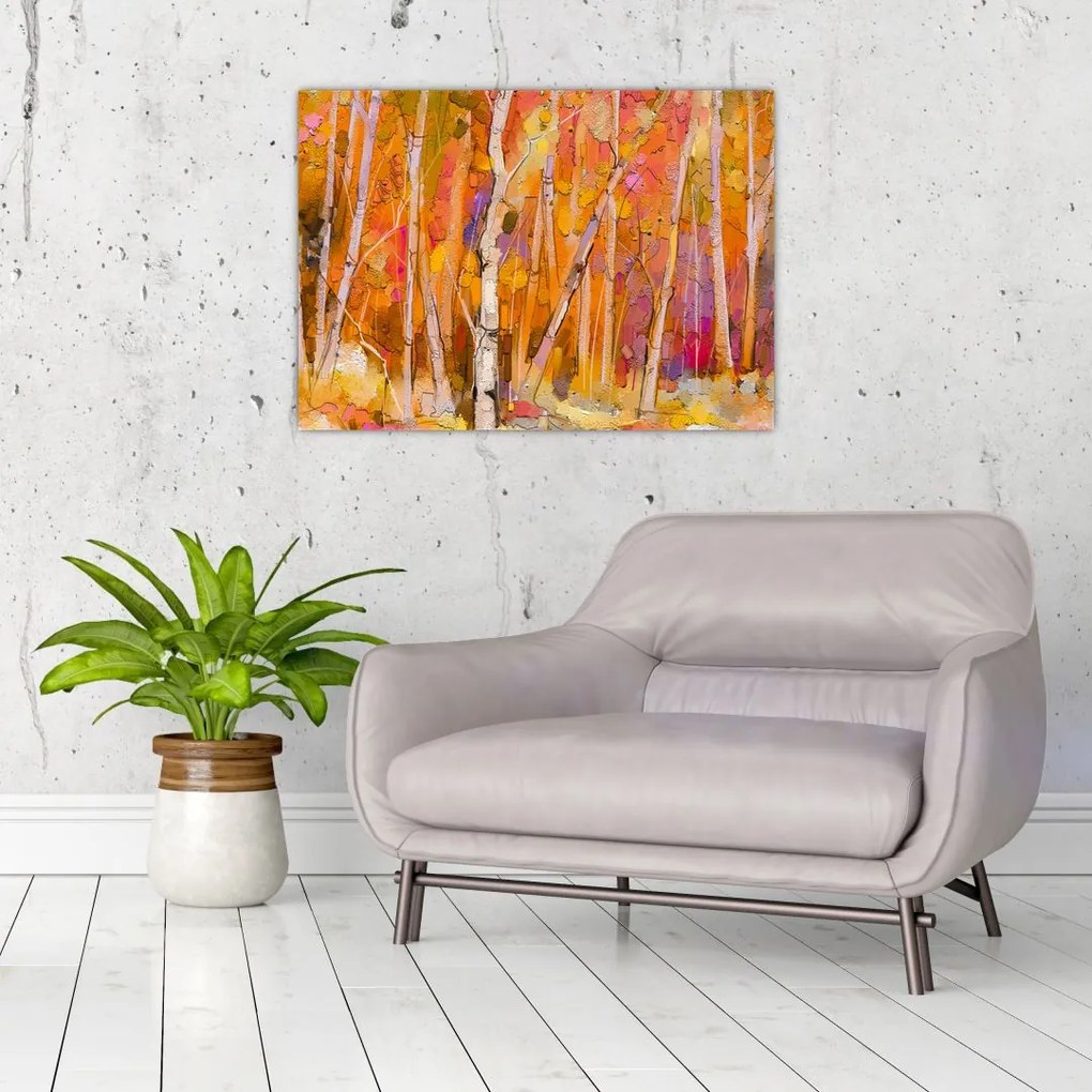 Tablou pe sticlă - Pădurea toamna (70x50 cm)