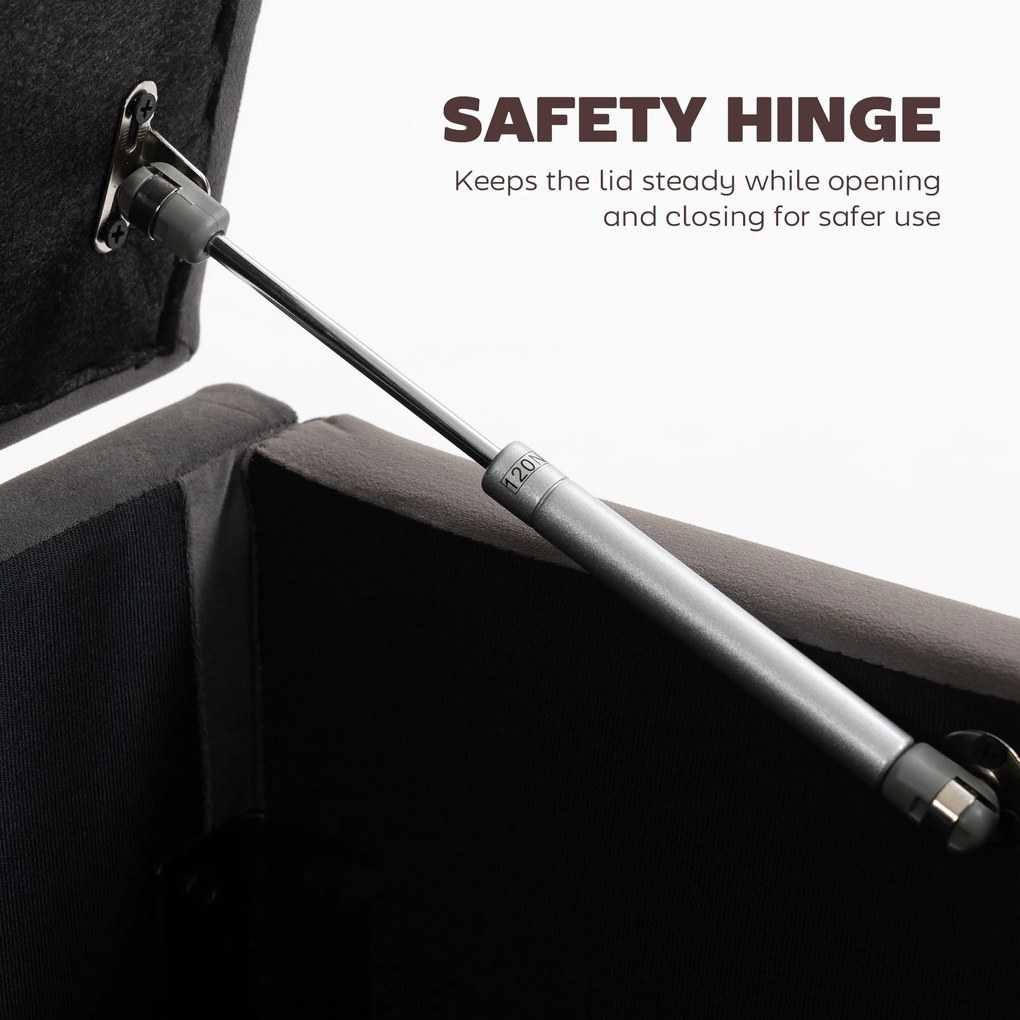 HOMCOM Pouf pentru ședere, suport pentru picioare, scaun, bancă mică, dulap pentru depozitare, gri | Aosom Romania