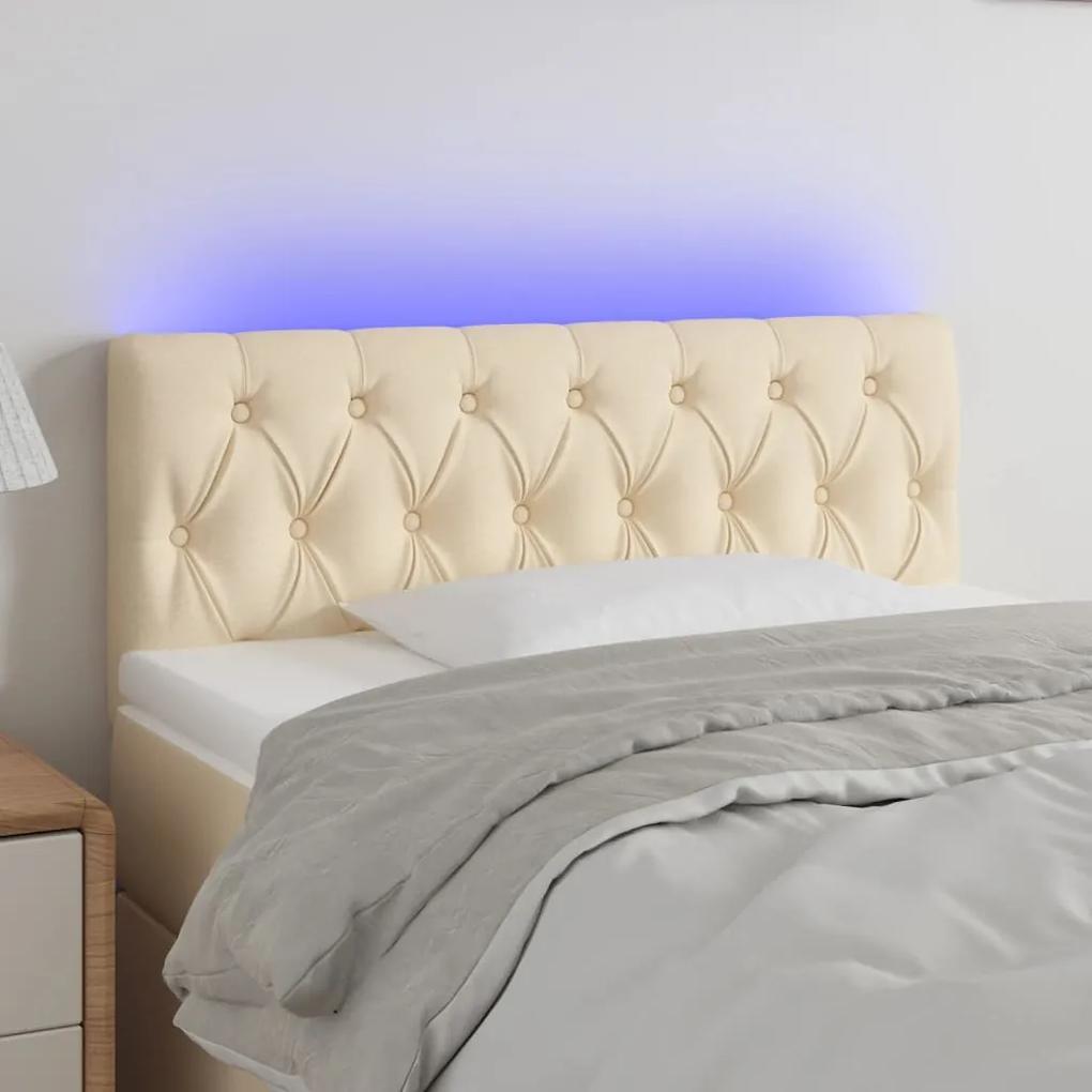 3121943 vidaXL Tăblie de pat cu LED, crem, 100x7x78/88 cm, textil
