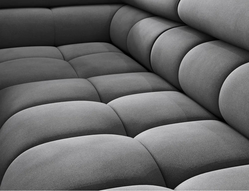 Colțar gri închis extensibil/cu spațiu de depozitare cu tapițerie din catifea (cu colț pe partea stângă/în formă de ”L”) Ferucce – ELTAP