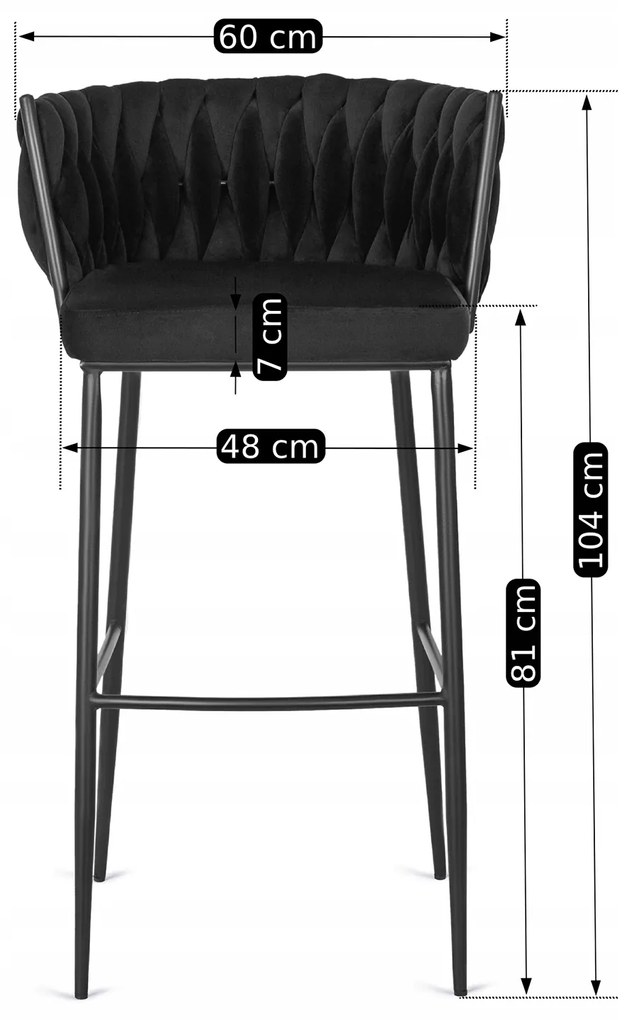 JAKS Scaun de bar Flores velvet negru