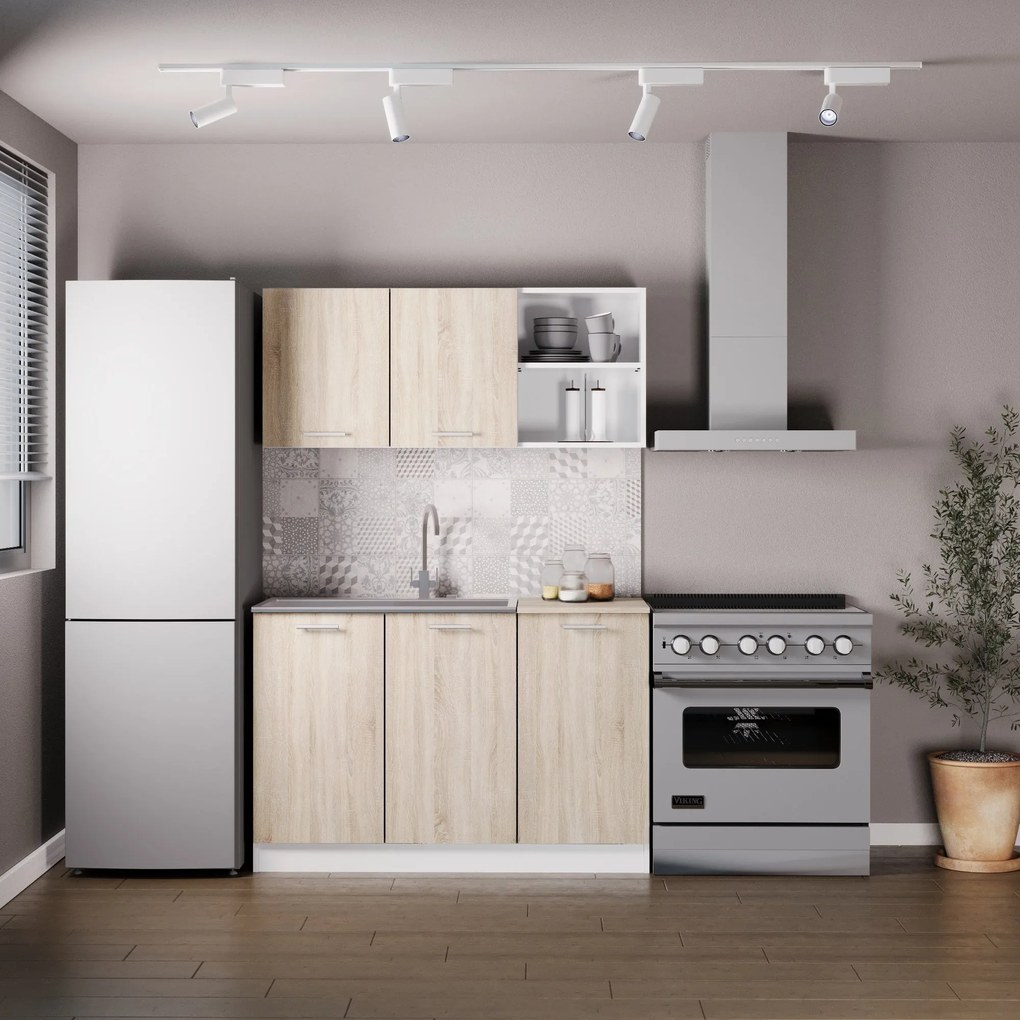 Set Bucatarie Ara, Stejar Sonoma/Alb, L 120 cm