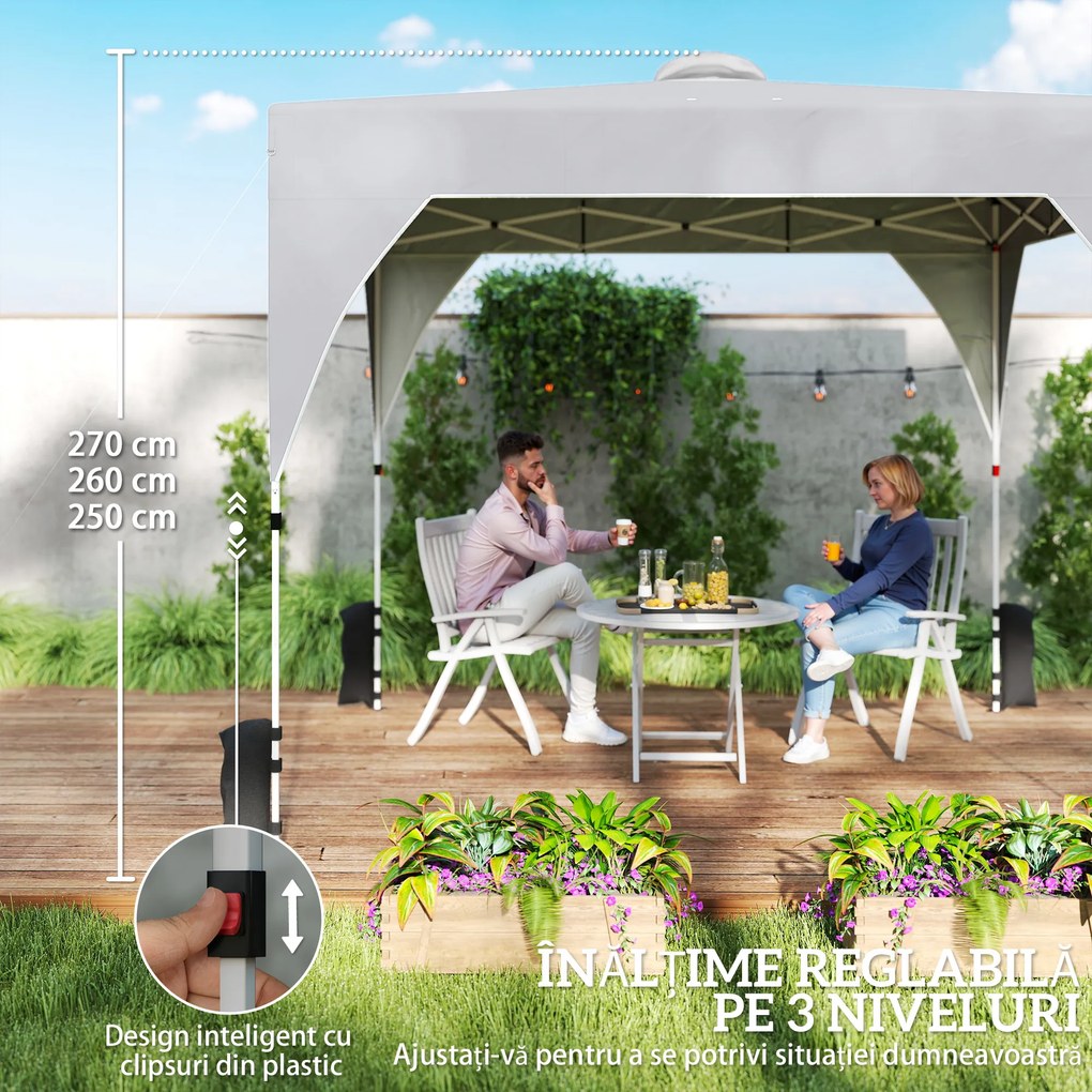Outsunny Pavilion 3x3m Pliabil, Montaj Ușor cu Buton, UPF 50+ Protecție | Aosom Romania