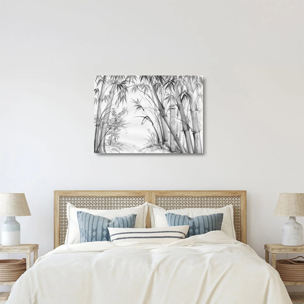 Tablou pe sticlă - Pădure de bambus (70x50 cm)