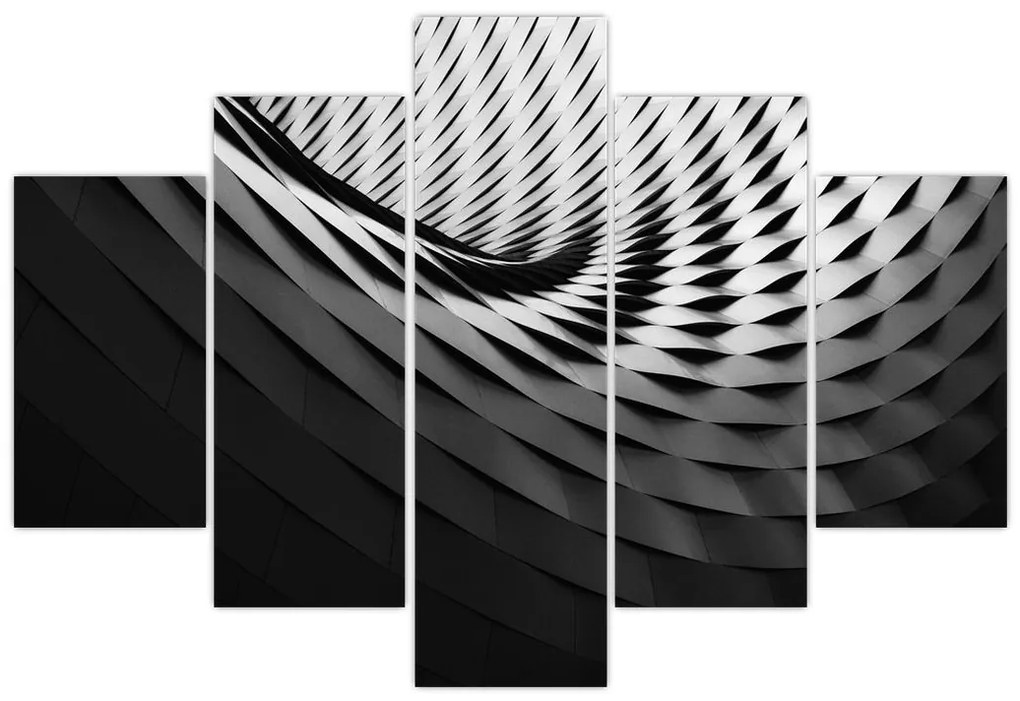 Tablou abstract - spirală alb neagră (150x105 cm)